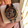 Edifice Chronograph Black And Rose Gold Metal Belt Watch For Men