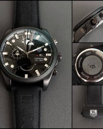 Classy Black Strap Tagheuer Chronograph Men's Watch
