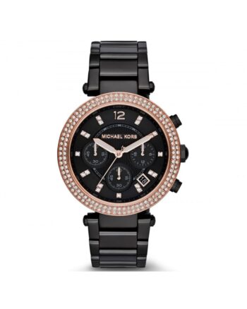 Michael Kors Diamond Chronograph Black Metal Strap Women’s Watch