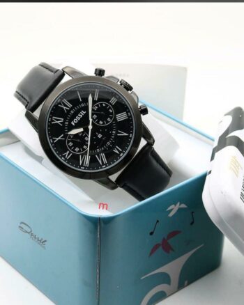 Fossil Premium Black Leather Belt White Dial Men's Watch