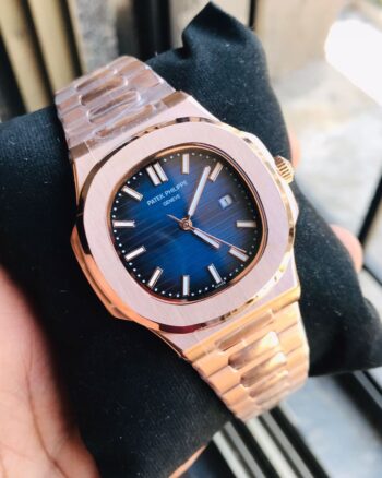 Stylish Patek Philippe Blue Rose Gold Dial Metal Belt Men's Watch