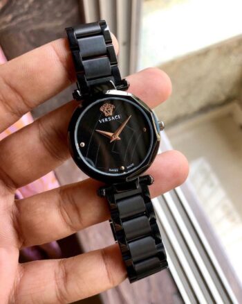 Versace Swiss Made Black Metal Belt Women’s Watch