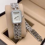 Chanel Swiss Made White Dial Silver Chain Strap Watch For Women