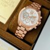 Michael Kors White Dial Rose Gold Metal Belt Watch For Women