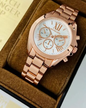 Michael Kors White Dial Rose Gold Metal Belt Watch For Women