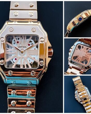 Spectacular Cartier Transparent Rose Gold Square Dial Quartz Analog Men's watch