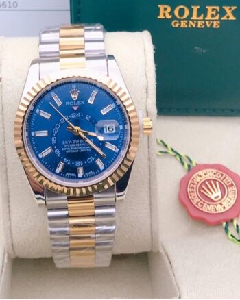 Luxury Rolex Blue Dial Metal Belt Watch For Men