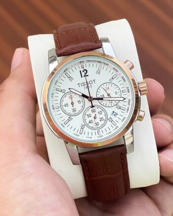 Tissot Brown Leather Belt Chronograph Watch For Men