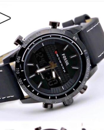 Fossil Black Leather Belt Digital Watch For Men