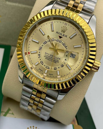 Rolex Gold Dial Metal Belt For Men's watch