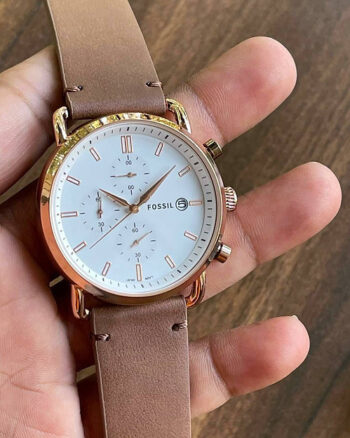Fossil  White Dial Chronograph Analog Leather Belt For Men's Watch