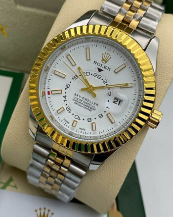 Rolex White Dial Metal Belt For Men's watch
