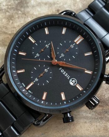 Luxury Fossil Black Chronograph Men's Watch