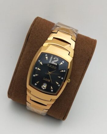Square Men Wrist Watch Luxury Gold Black Stainless Steel Waterproof Quartz Clock