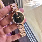 Versace Gold Metal Strap Black Dial Women's Watch