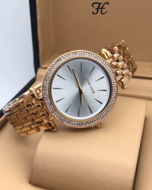 Michael Kors Diamond Studded White Dial Watch For Women