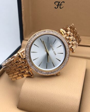 Michael Kors Diamond Studded White Dial Watch For Women