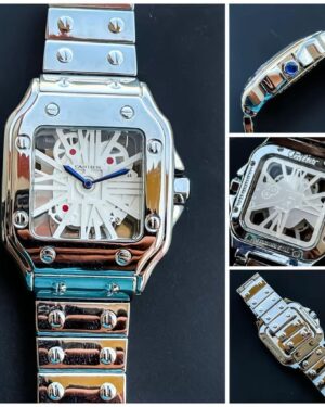 Classic Cartier Transparent Square Silver Dial Quartz Analog Men's watch