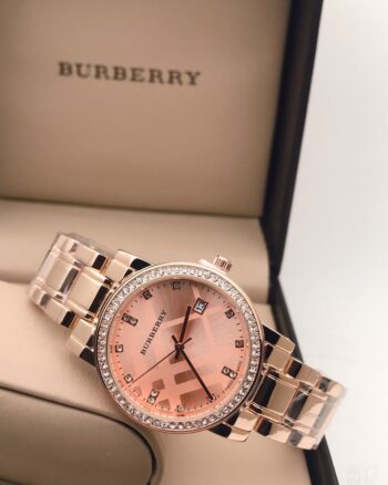 Burberry Rose Gold Dial Crystal Glass Chain Metal Women's Watch