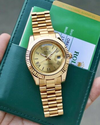 Rolex Premium Gold Metal Strap Gold Bezel Watch For Men
