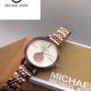 Michael Kors White Dial Rose Gold Strap Diamond Watch For Women