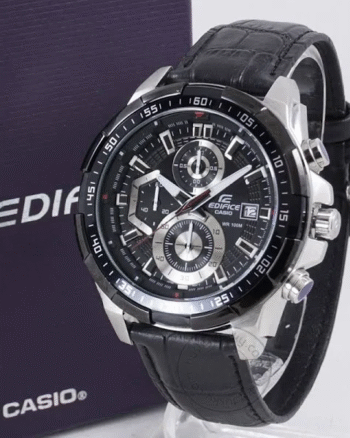 Edifice Chronograph Black Leather Belt Men's Watch