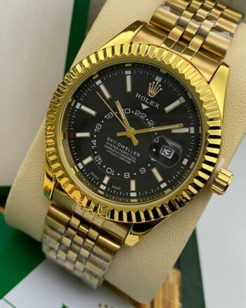 Rolex Black Dial Metal Belt For Men's watch