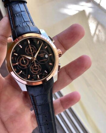 Tissot Full Black Leather Strap Chronograph Men's Watch