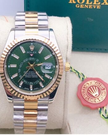 Marvellous Rolex Green Dial Metal Belt For Men