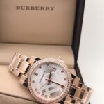 Burberry White Dial Diamond Stud Analog Quartz Chain Metal Women Watch