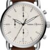 Fossil White Dial Chronograph Watch for Men