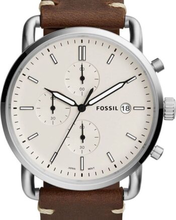 Fossil White Dial Chronograph Watch for Men