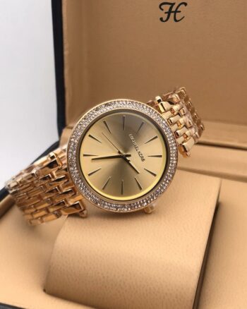 Michael Kors Diamond Studded Gold Dial Women’s Watch