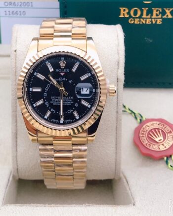 Branded Rolex Black Dial Metal Belt Analog Quartz Movement For Men's watch