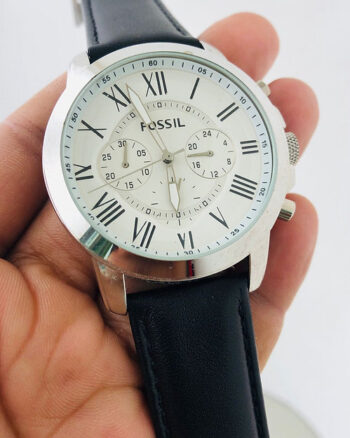 Fossil White Dial Chronograph Leather Belt Analog Men's Watch