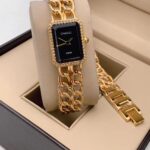 Chanel Swiss Made Gold Chain Strap Black Dial Watch For Women