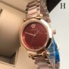 Versace Red Dial Rose Gold Metal Strap Women's Watch