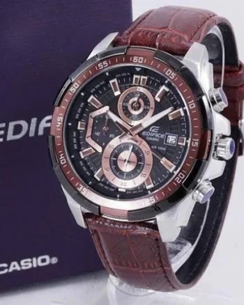 Edifice Chronograph Brown Leather Belt Watch For Men