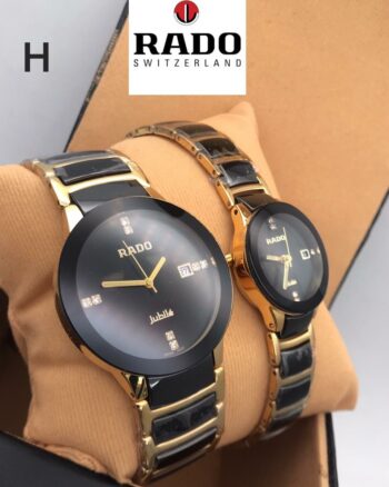Rado Jubile Black And Gold Strap Couple Watches