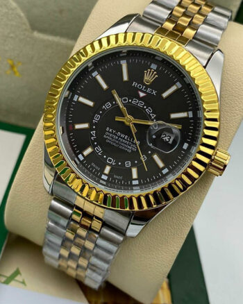 Rolex Black Dial Metal Belt For Men's watch
