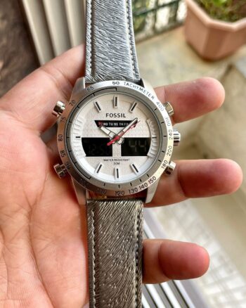 Fossil Analog With Digital Silver Bezel Men's Watch