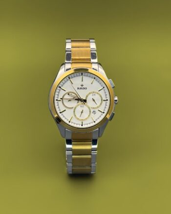 Rado Chronograph Gold Silver Metal Strap Men's Watch