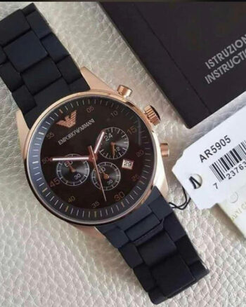 Emporio Armani Black Dial Chronograph Met Belt Datejust-Analog Men's Watch