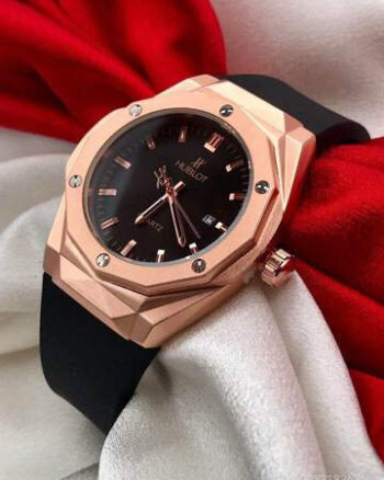 Hublot Silver Bezel Black Leather Belt Watch For Men