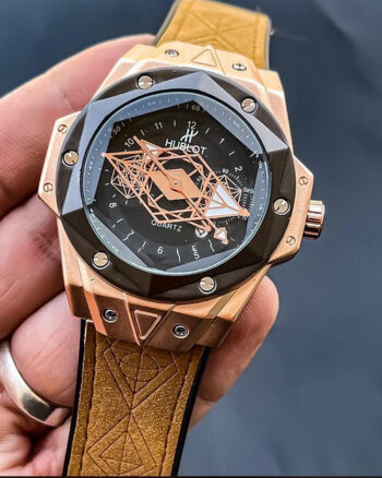 Hublot Black & Yellow Date Working Model For Men's Watch