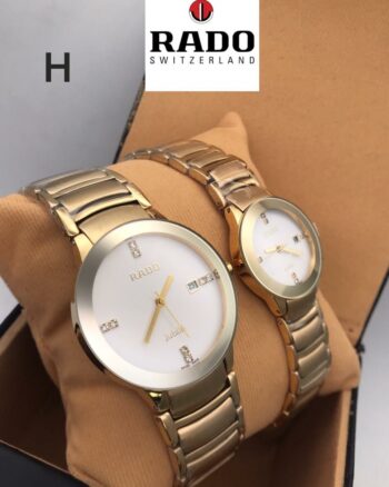 Rado Gold Plated Couple Watches With Gold Dial
