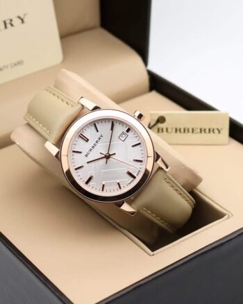 Burberry Nude White Dial Leather Strap Women’s Watch