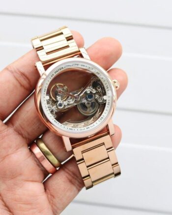 Branded Watch Automatic Rose Gold Transparent Dial Bracelet Patek Philippe Watch
