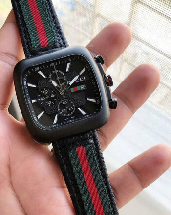 Gucci Black Dial Analog Quartz Datejust Leather Belt Square Model Men's Watch