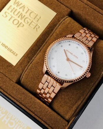 Michael Kors White Dial Rose Gold Metal Belt Women’s Watch
